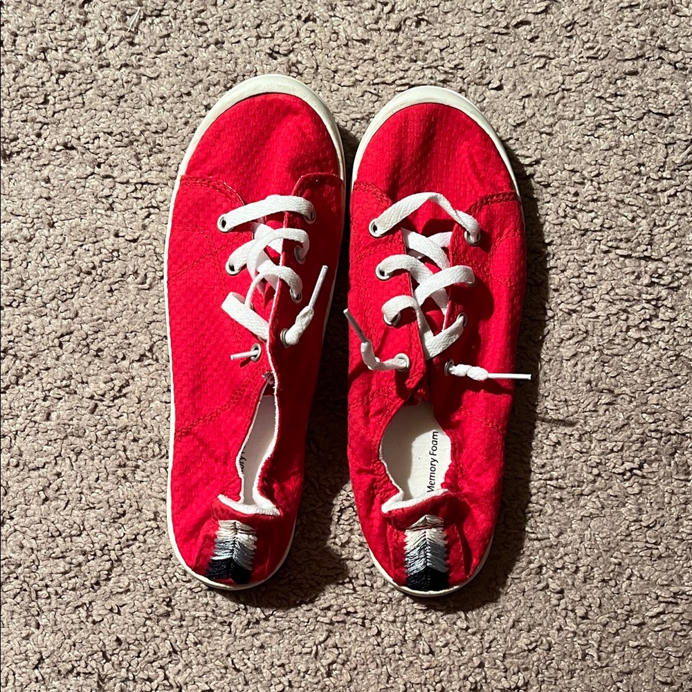 Time and Tru Red Canvas Sneakers